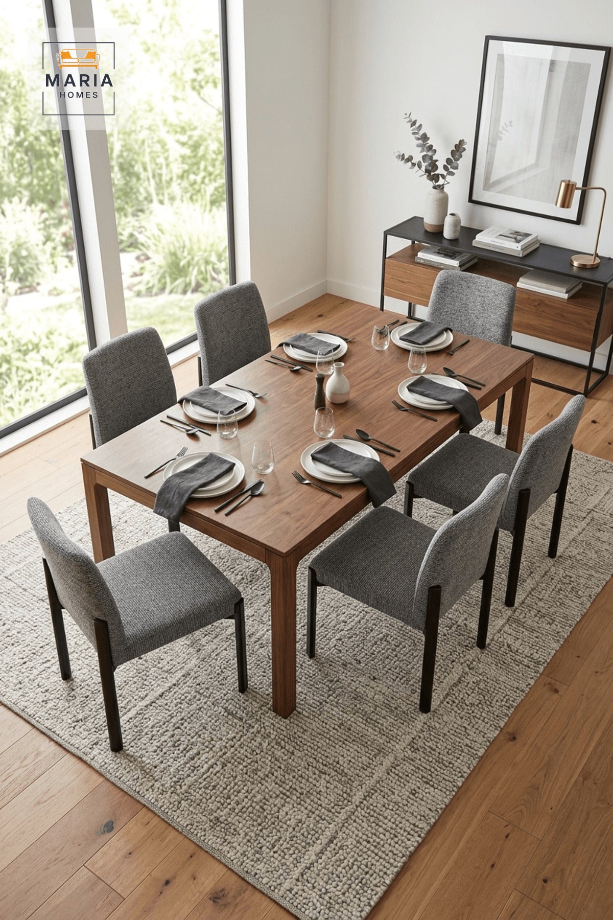 Gray Upholstered Dining Chair with Black Legs for Modern Home Dining Spaces