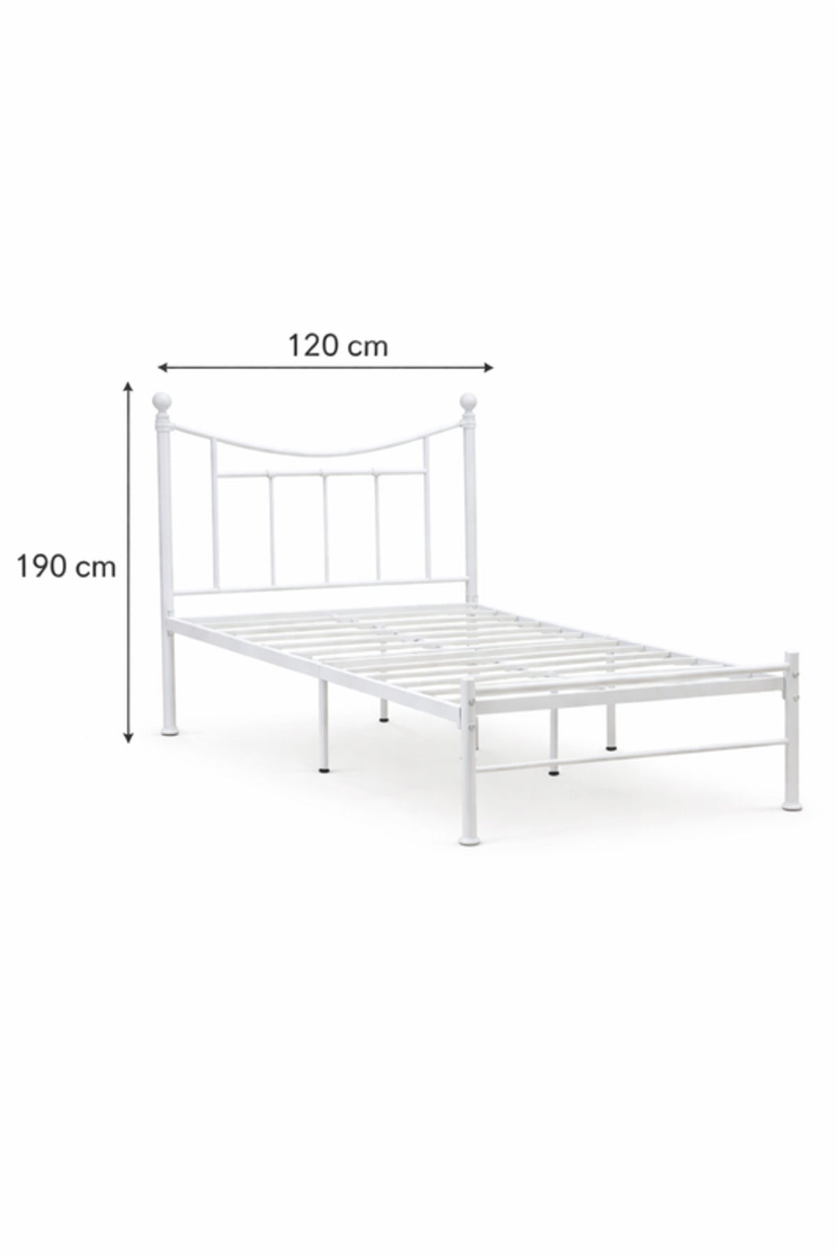 White Metal Bed Frame with Curved Headboard