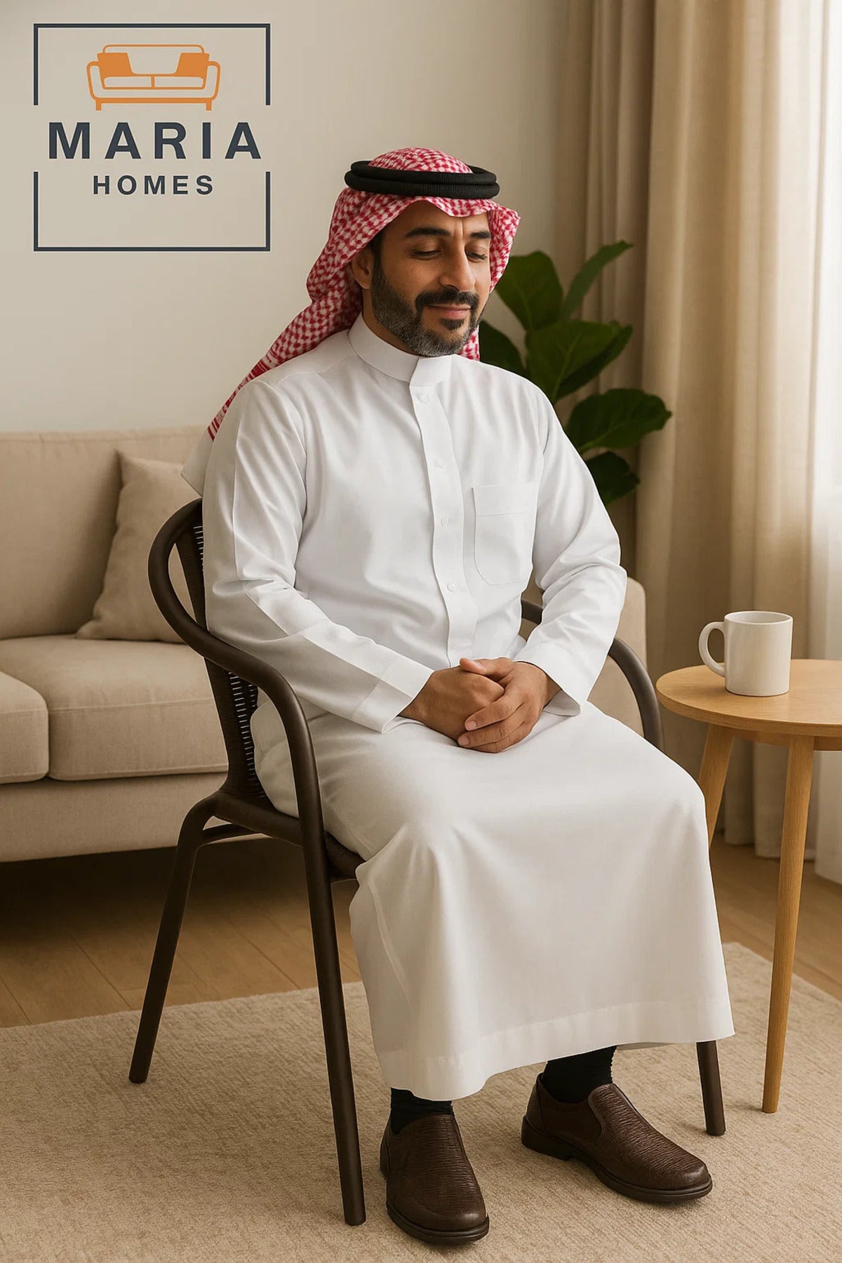 كرسي بلاستيكي منجد باللون البني على طراز الويكر مع مسند ذراع - حل جلوس متين قابل للتكديس للاستخدام في الأماكن الخارجية والداخلية