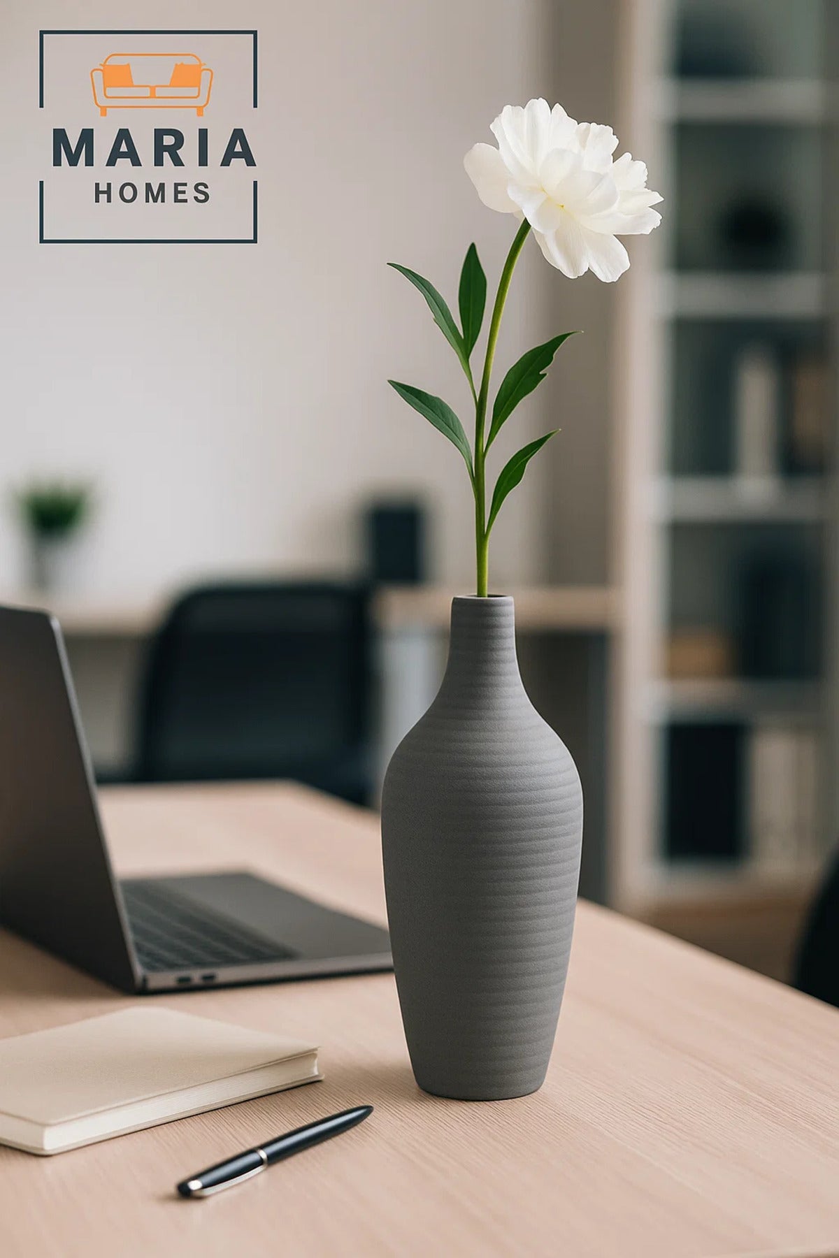 Modern Grey Decorative Vase √ê Ceramic Table Vase for Home and Office Decor
