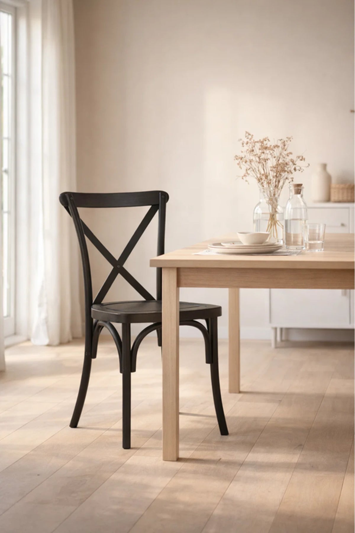 Black Cross Back Wooden Dining Chair 87cm Caf≈Ω Restaurant black cross back Kitchen