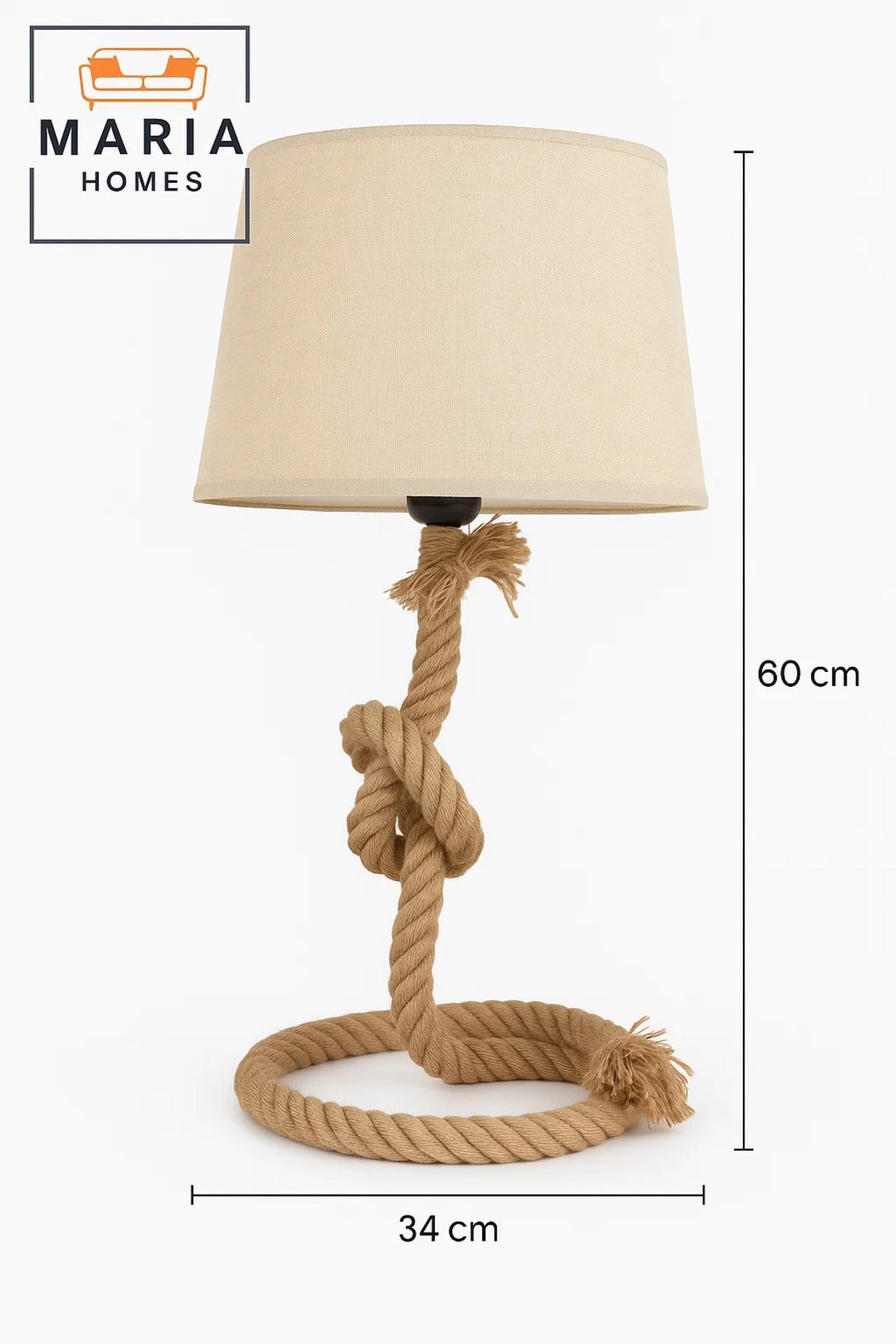 Coastal Rope Table Lamp with Fabric Shade