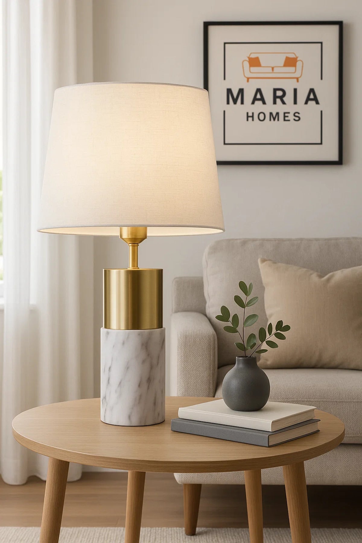 Modern Marble and Gold Table Lamp