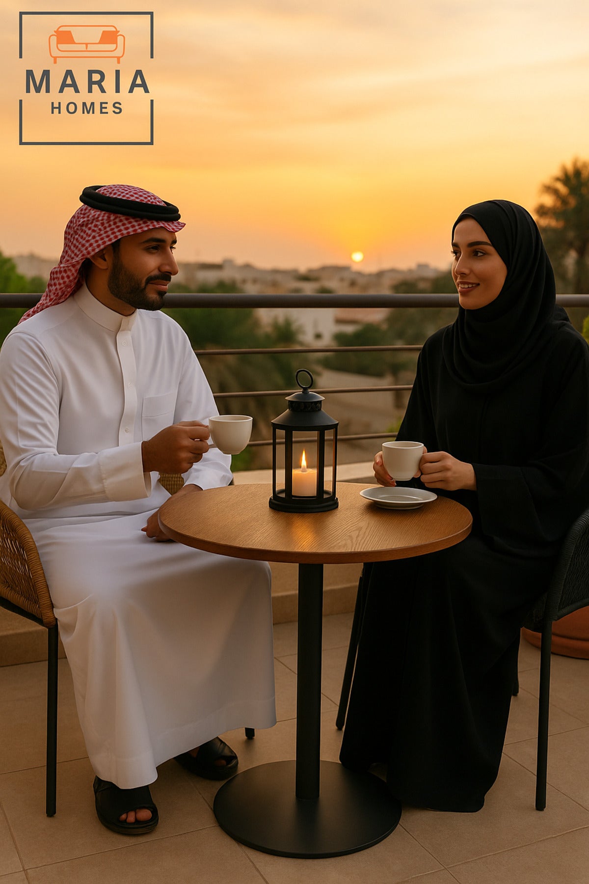 طاولة مقهى دائرية بسطح خشبي وقاعدة معدنية سوداء