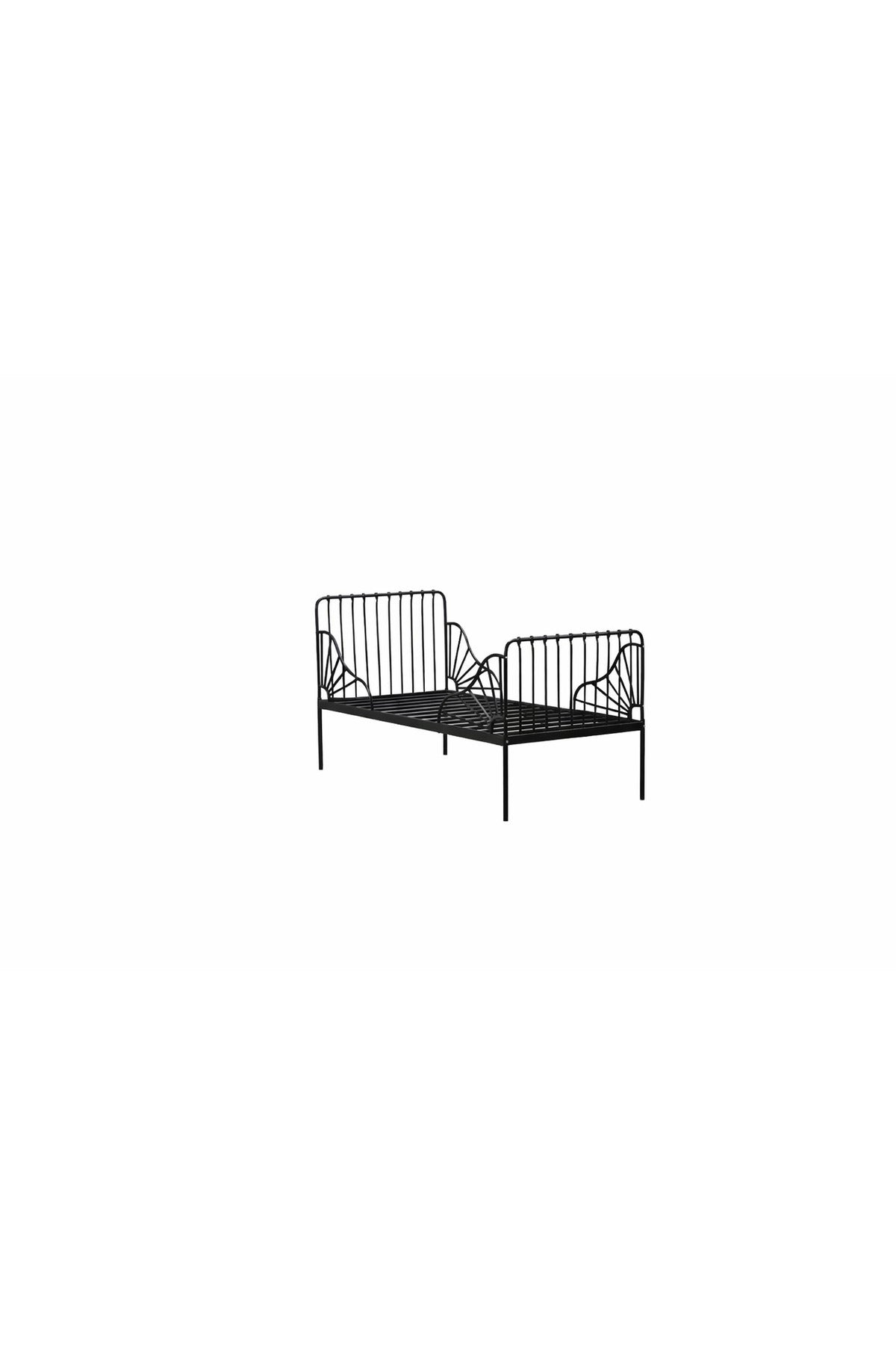 Black Metal Kids Bed Frame with Decorative Side Panels black metal kids / Base