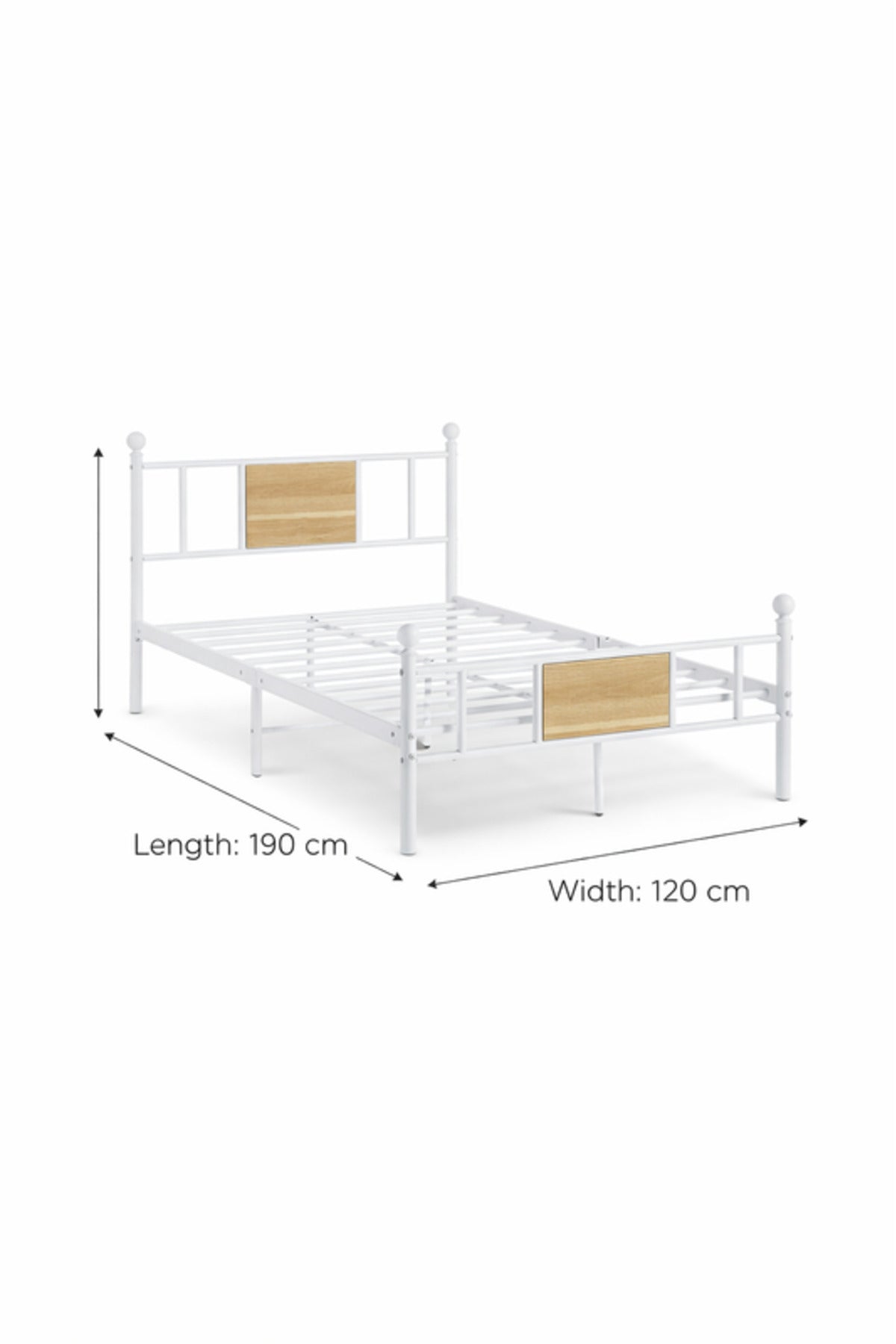 White Metal Bed Frame with Wood Accent Panel white metal bed / Base Headboard