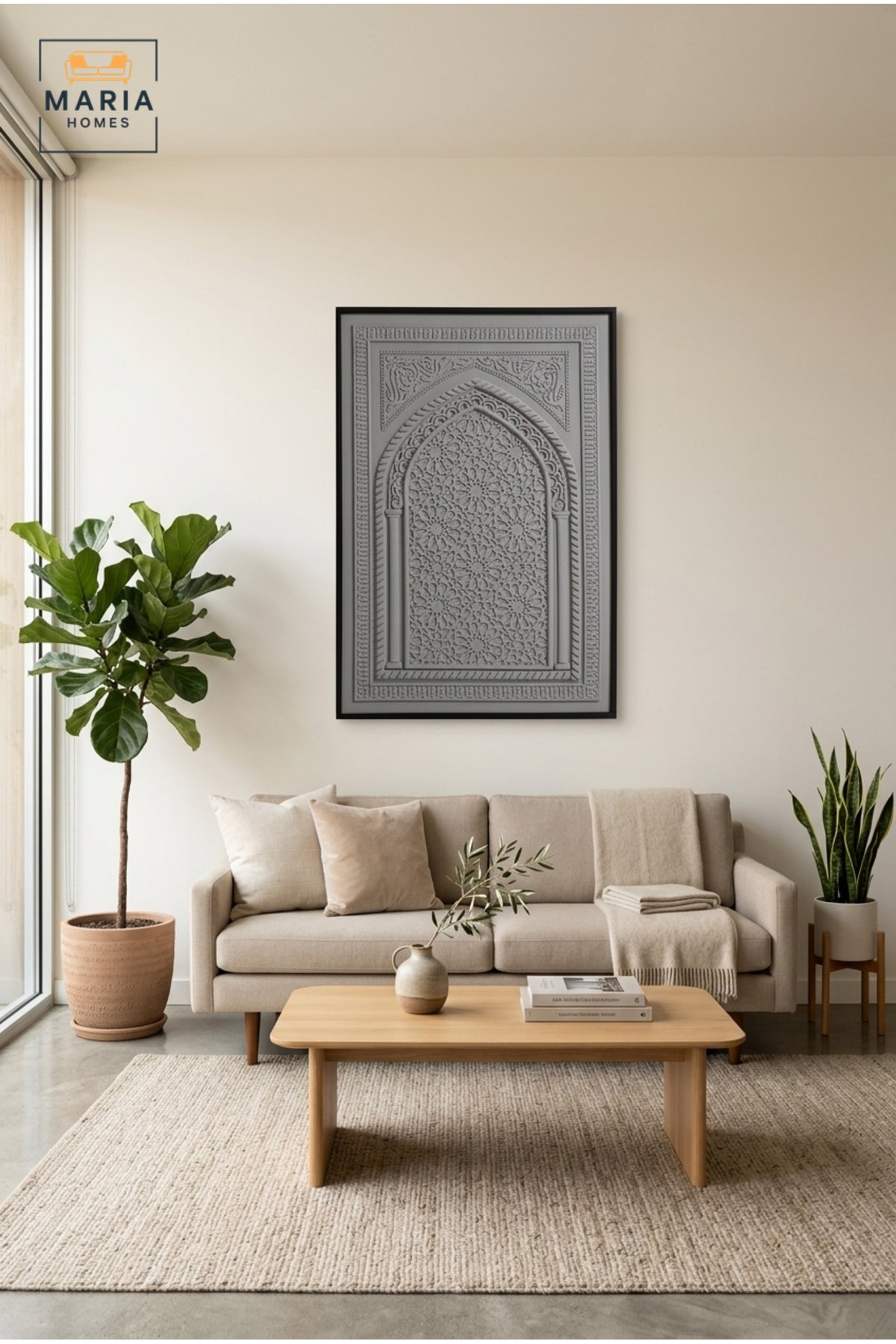 Islamic Geometric Wall Art Panel √ê Decorative Arabic Relief Wall Hanging for Home & Office