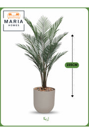 Artificial Areca Palm Tree 155 cm Ð Indoor Decorative Plant with Light Gray Pot