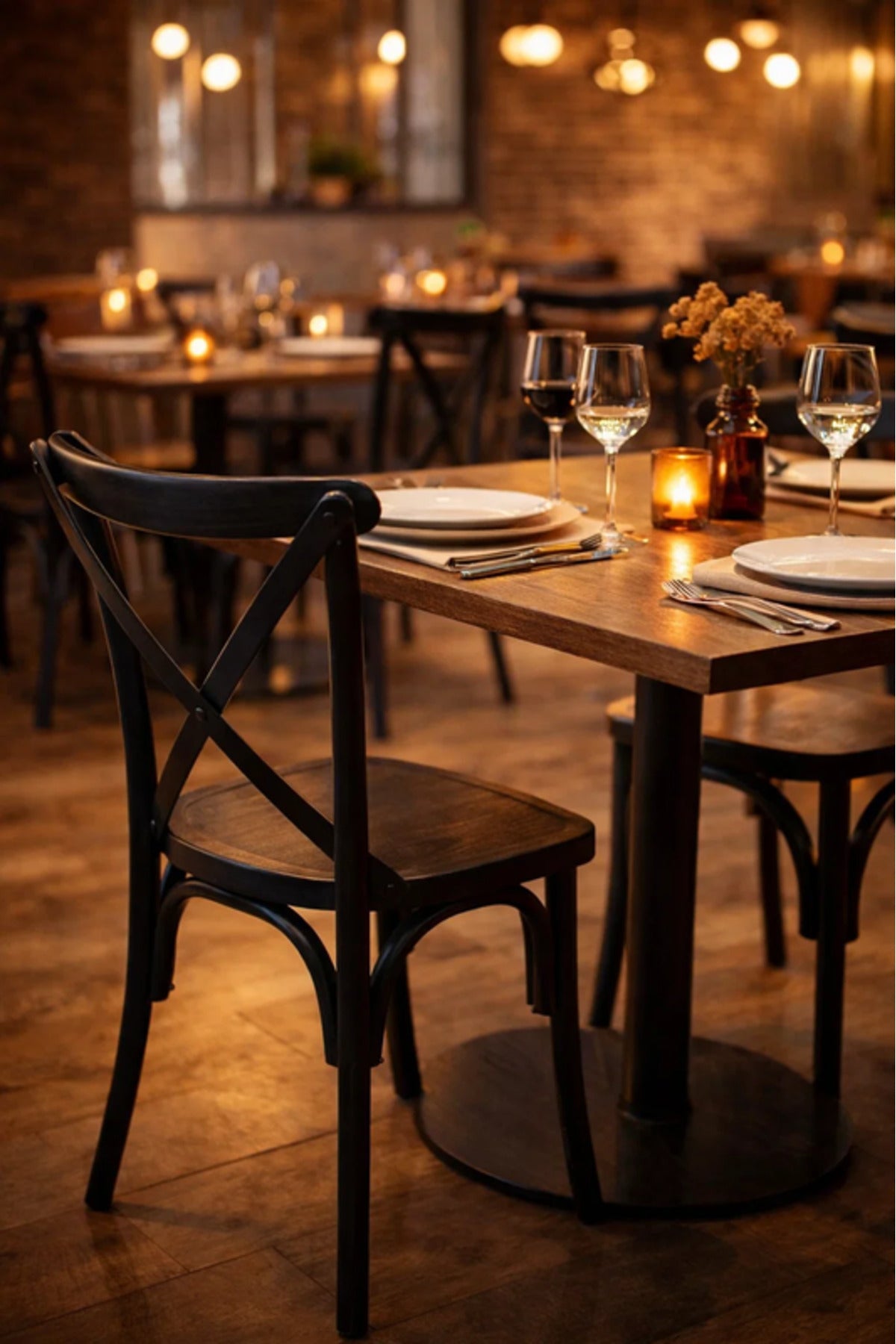 Black Cross Back Wooden Dining Chair 87cm Caf≈Ω Restaurant black cross back Kitchen