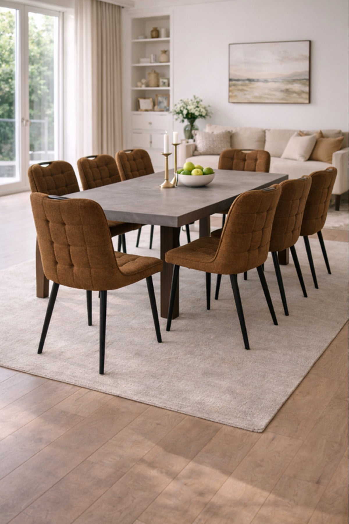 Brown Fabric Dining Chair 84x43x49cm Modern brown fabric dining Kitchen