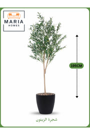 Artificial Olive Tree 195 cm Ð Indoor Decorative Plant with Black Plastic Pot