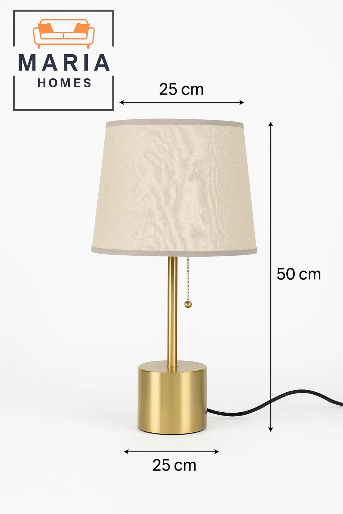 Brushed Gold Table Lamp with Fabric Shade