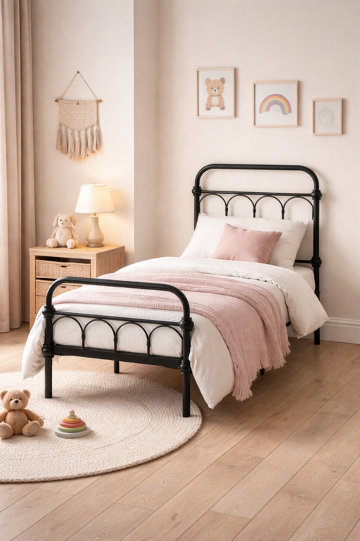 Black Metal Kids Bed Frame black metal kids / Base Headboard