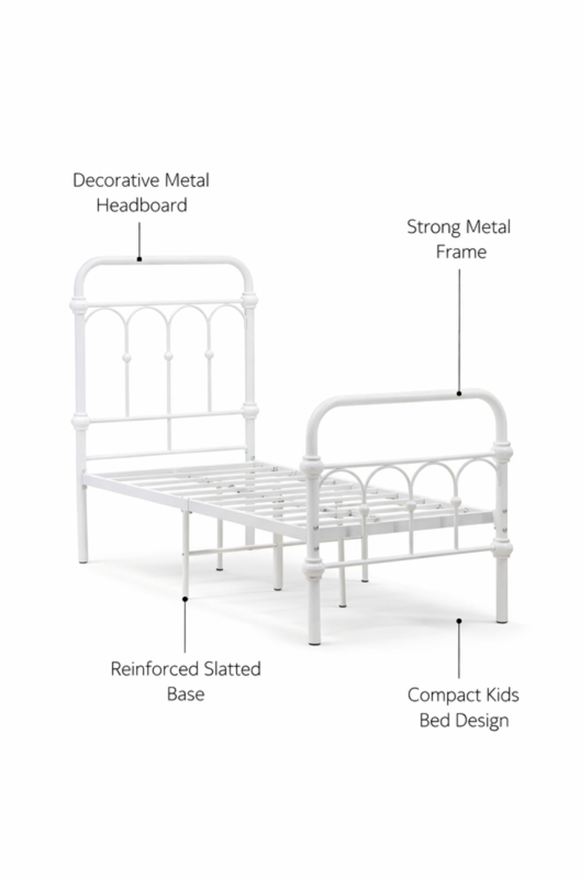 White Metal Kids Bed Frame white metal kids / Base Headboard