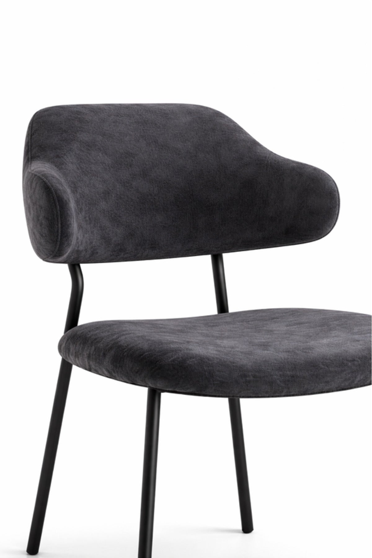 Dark Grey Upholstered Dining Chair with Metal Legs 82cm Height Modern dark grey