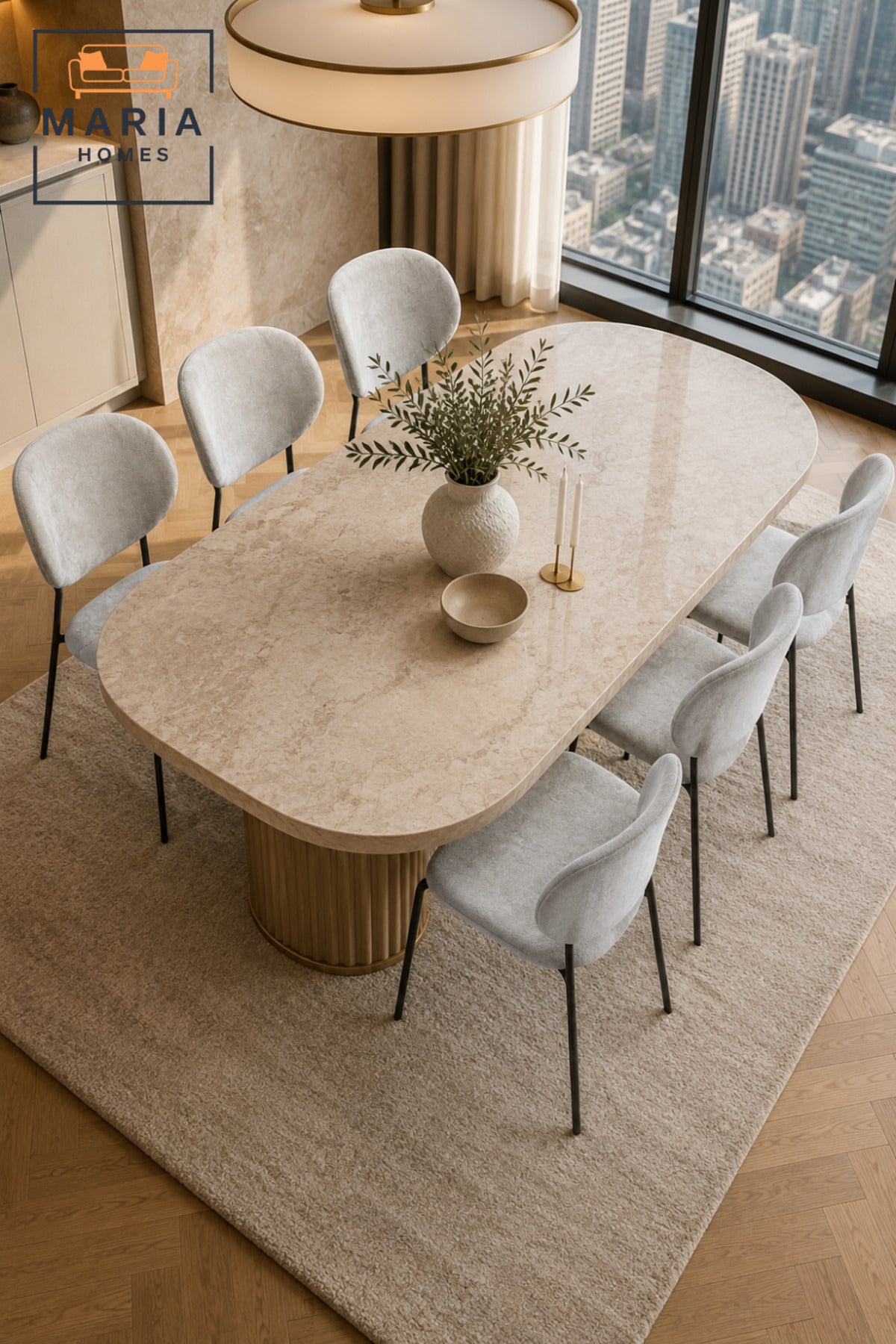 Modern Dining Chair Upholstered Fabric Kitchen Chair Metal Legs for Dining Room Grey White