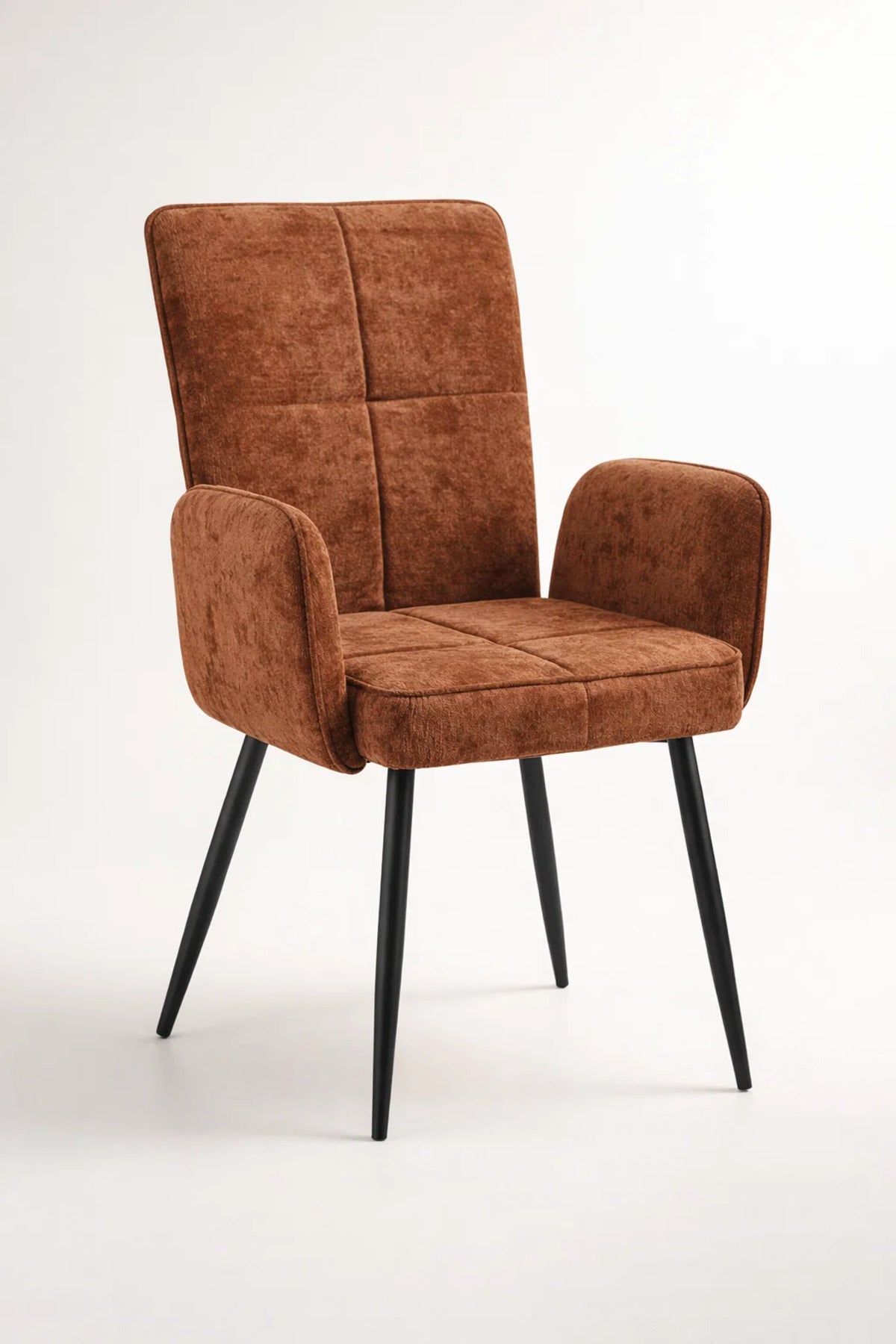 Brown Upholstered Dining Chair with Armrests and Metal Legs 96x49x46cm brown