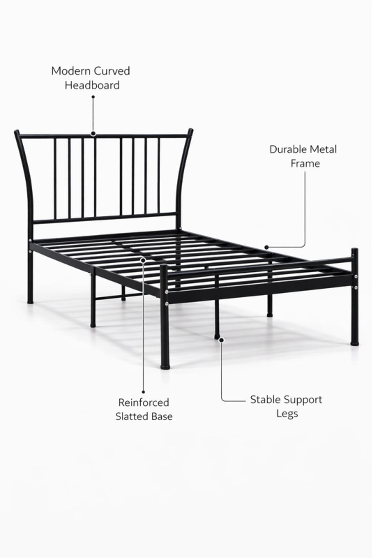 Black Metal Bed Frame with Modern Headboard black metal bed / Base