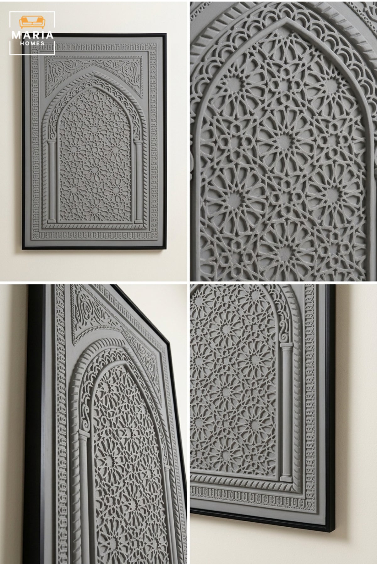 Islamic Geometric Wall Art Panel √ê Decorative Arabic Relief Wall Hanging for Home & Office