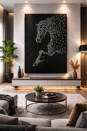 لوحة جدارية فنية تجريدية مزخرفة بتصميم حصان راكض لغرفة المعيشة والمكتب 150x100 سم
