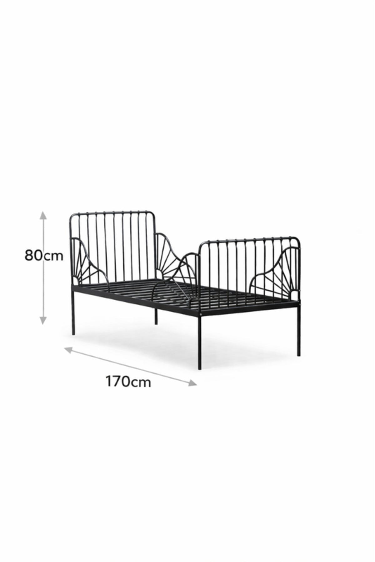 Black Metal Kids Bed Frame with Decorative Side Panels black metal kids / Base