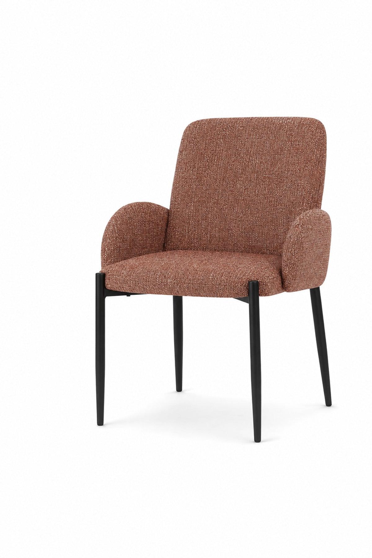 Red Upholstered Dining Chair with Black Metal Legs, Modern Accent Seating