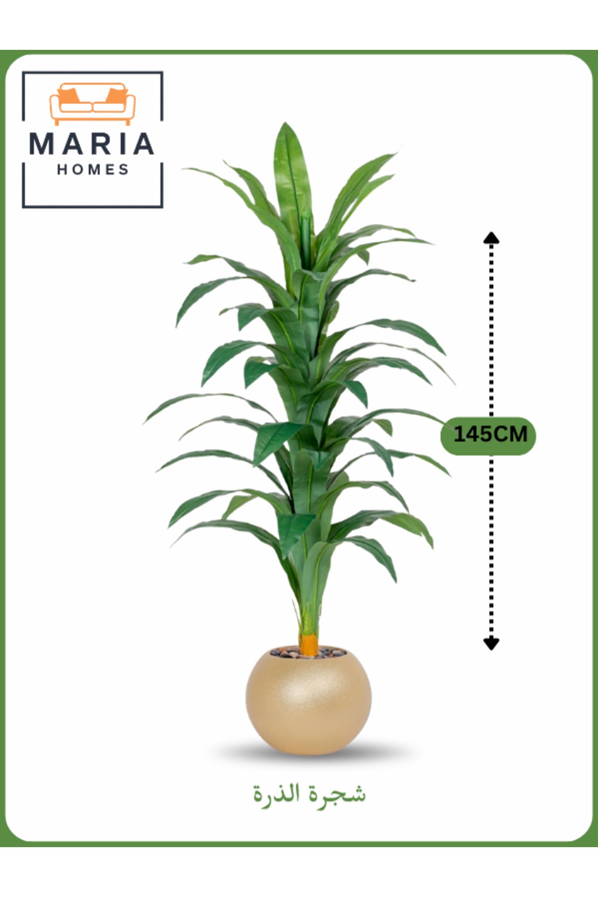 Artificial Corn Leaf Tree 145 cm Ð Decorative Indoor Plant with Gold Pot