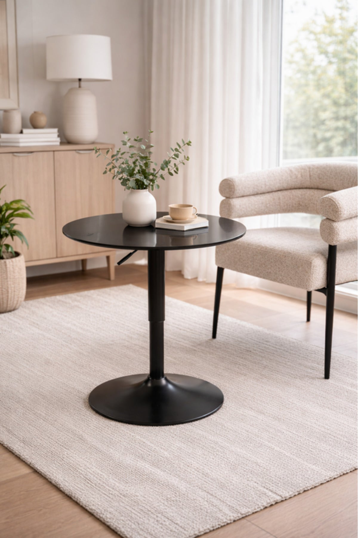 Black Adjustable Glass Caf≈Ω Table 60x60cm Height 67√ê92cm black adjustable glass Dinner