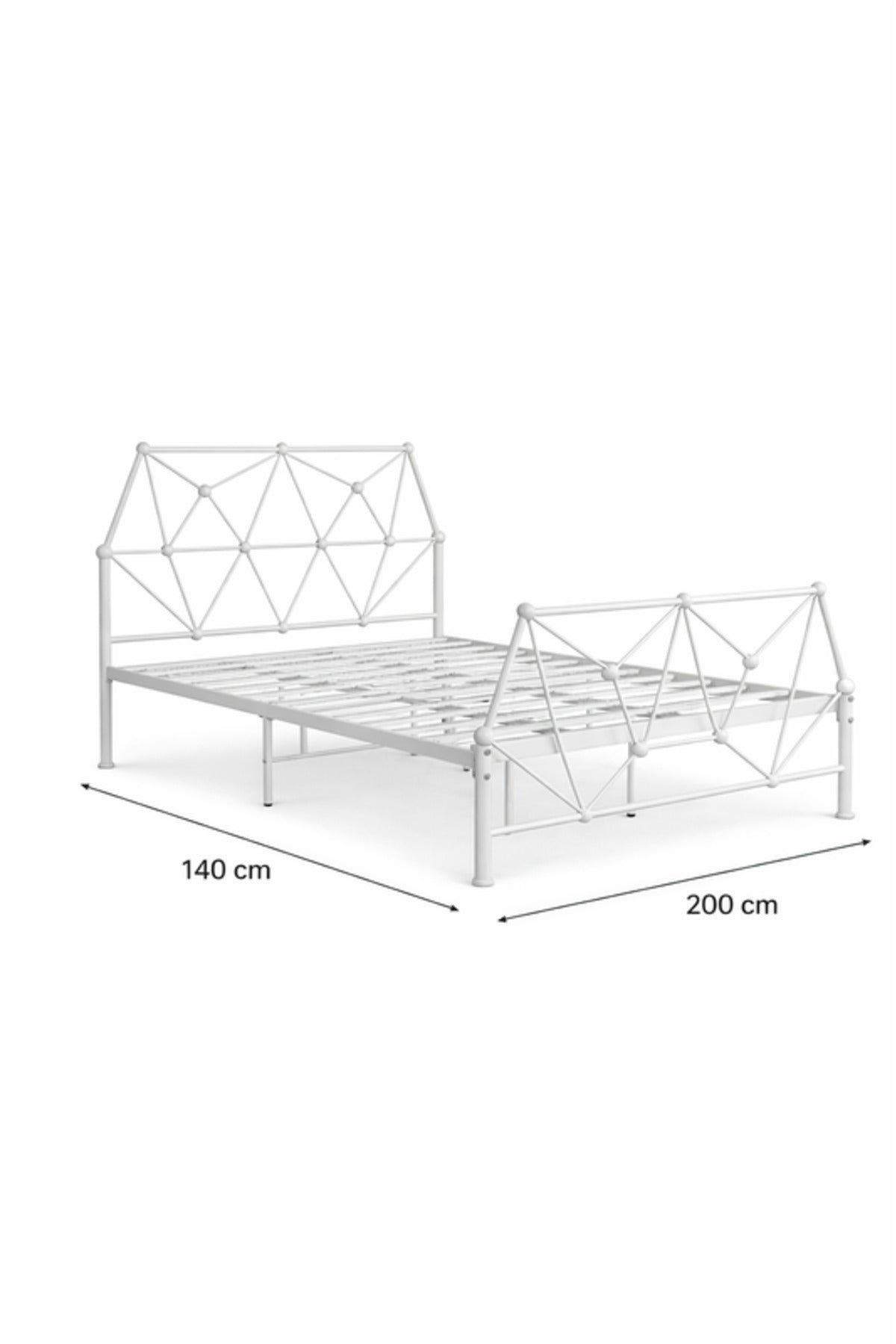 White Metal Bed Frame Geometric Headboard white metal bed