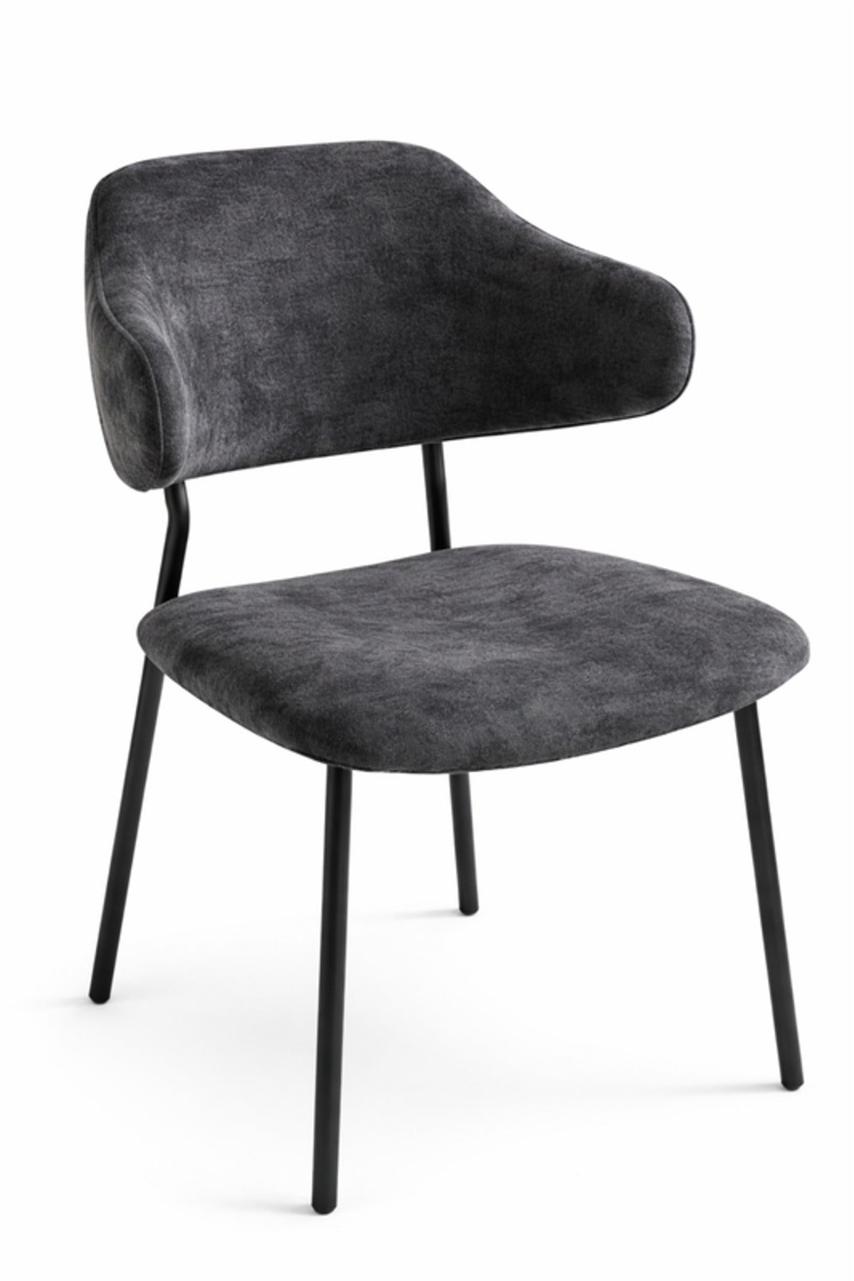 Dark Grey Upholstered Dining Chair with Metal Legs 82cm Height Modern dark grey