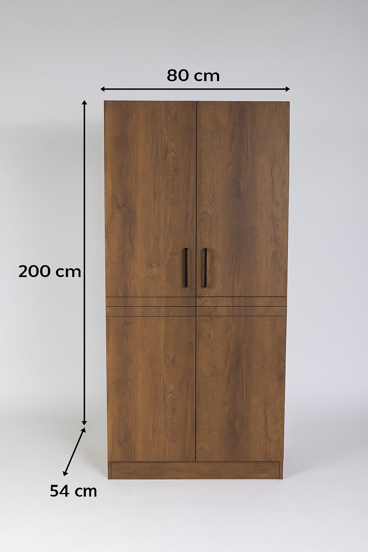 2-Door Wooden Wardrobe with Shelves Ð 80_54_200 cm Modern Storage Cabinet in Brown
