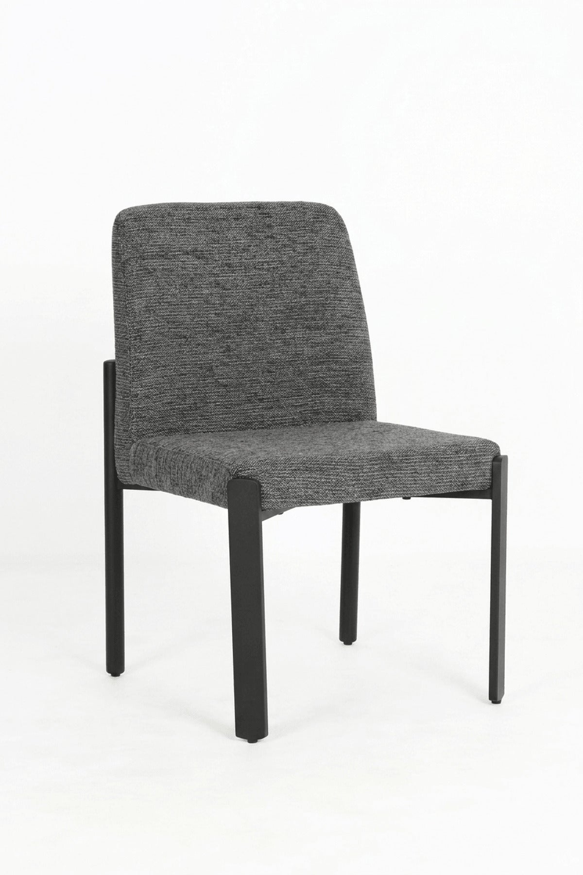Gray Upholstered Dining Chair with Black Legs for Modern Home Dining Spaces
