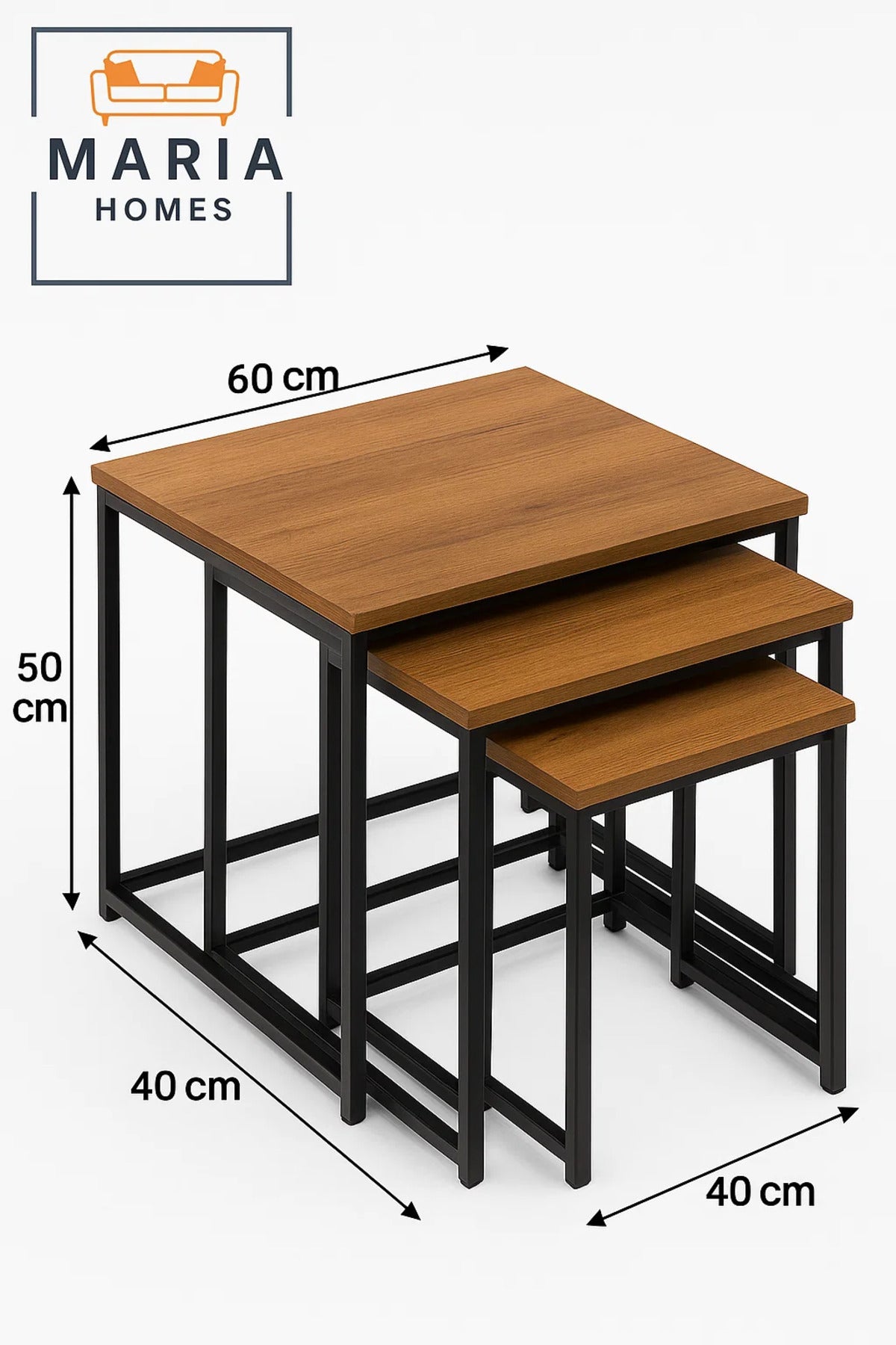 Square 3-Piece Nesting Table Set in Rustic Wood Finish