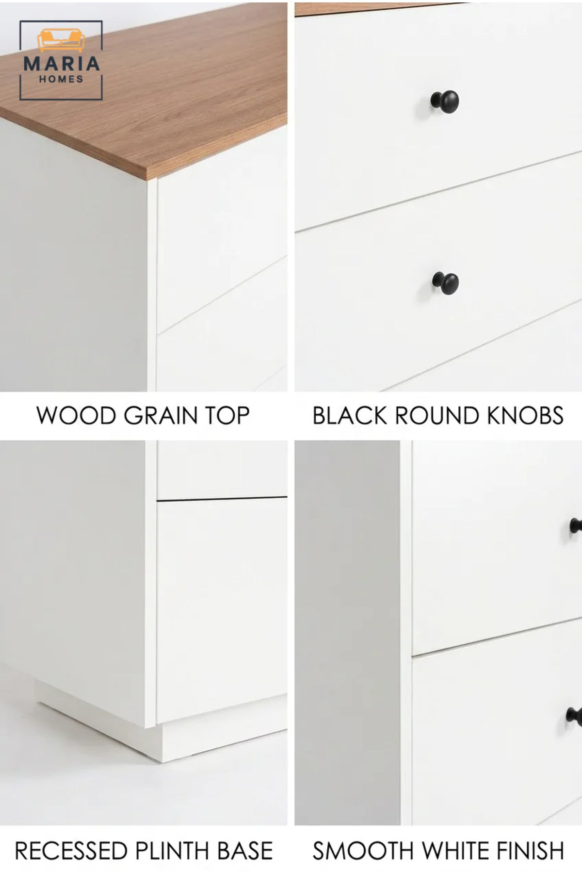 Modern 3-Drawer Chest with Wooden Top and Compact Storage Design, Freestanding Dresser Cabinet for Bedroom, Living Room, Hallway and Office