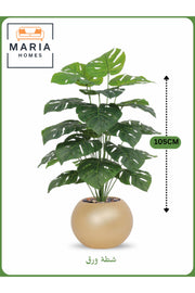 Artificial Monstera Plant 105 cm Ð Decorative Indoor Plant with Gold Pot