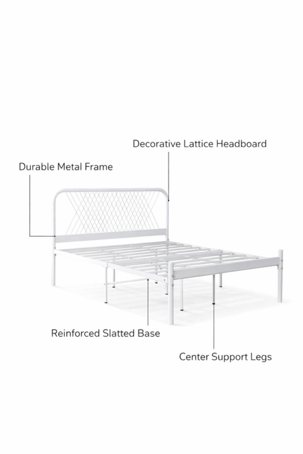 White Metal Bed Frame with Cross Pattern Headboard white metal bed / Base