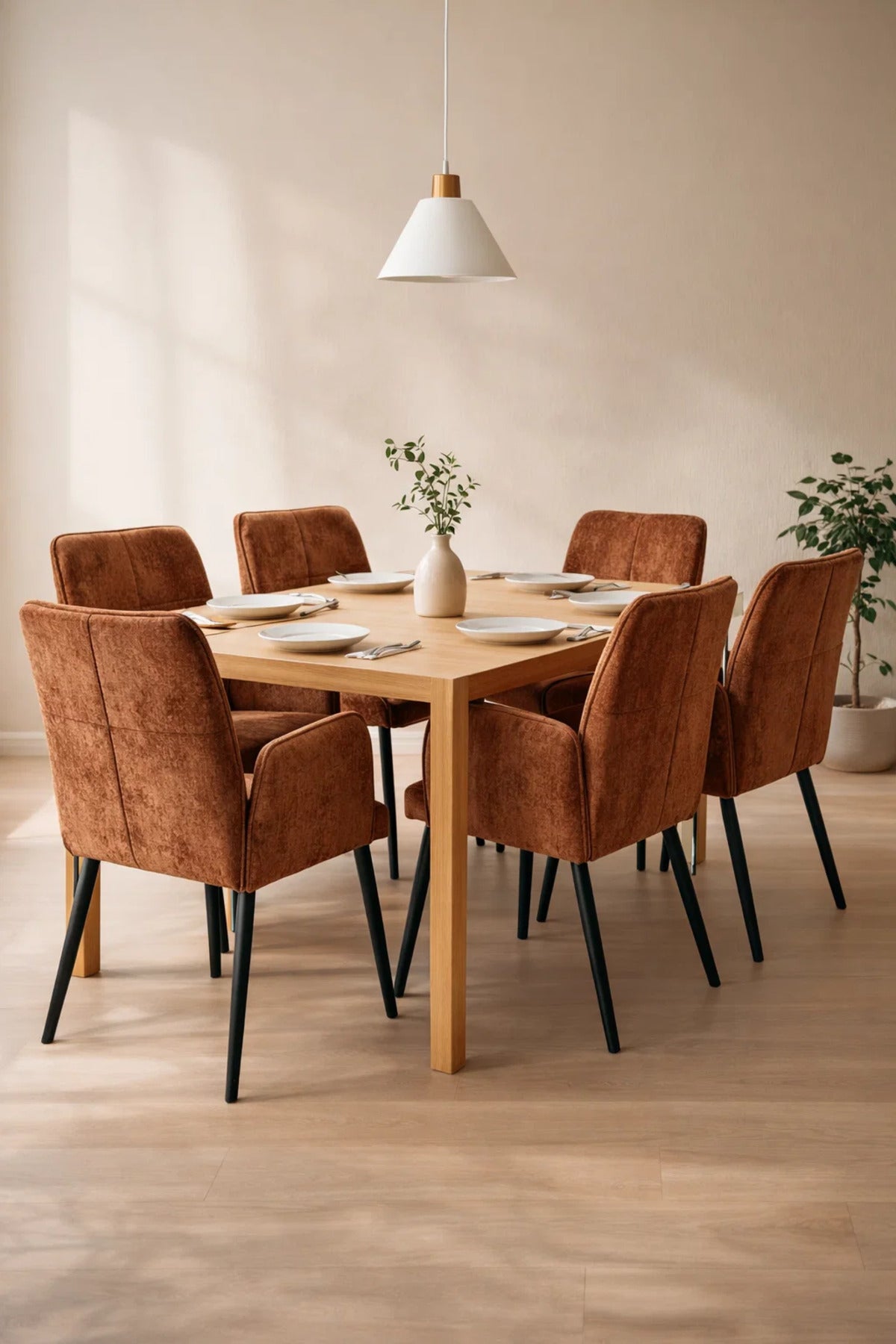 Brown Upholstered Dining Chair with Armrests and Metal Legs 96x49x46cm brown