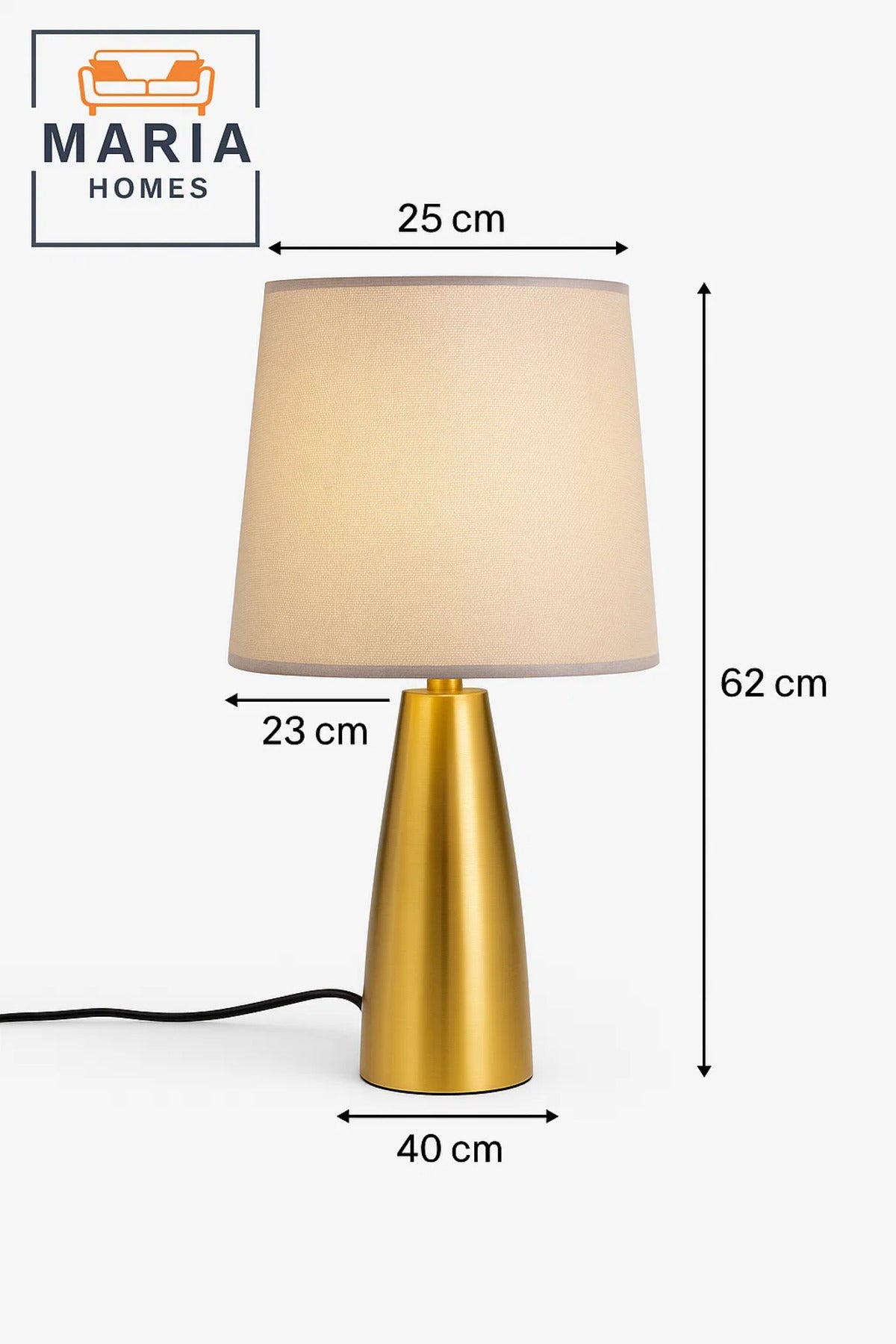Tapered Gold Table Lamp with Neutral Shade