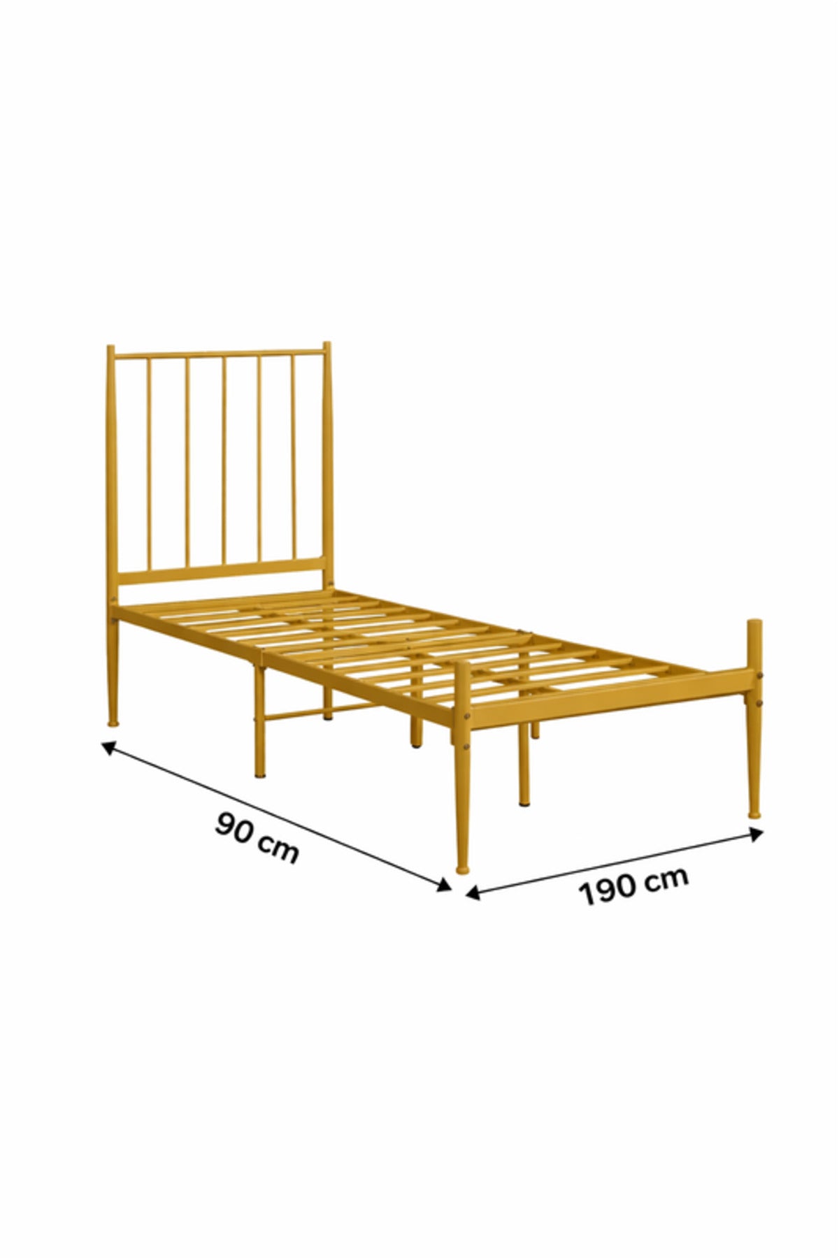 Gold Metal Single Bed Frame with Vertical Headboard gold metal single / Base