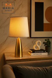 Tapered Gold Table Lamp with Neutral Shade