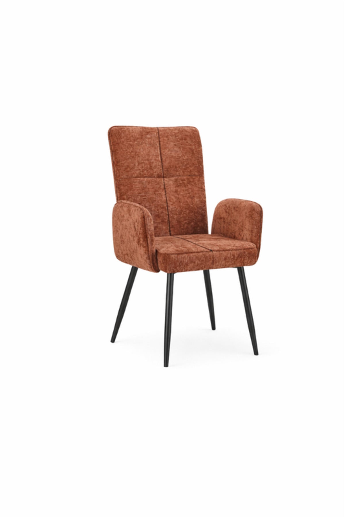 Brown Upholstered Dining Chair with Armrests and Metal Legs 96x49x46cm brown