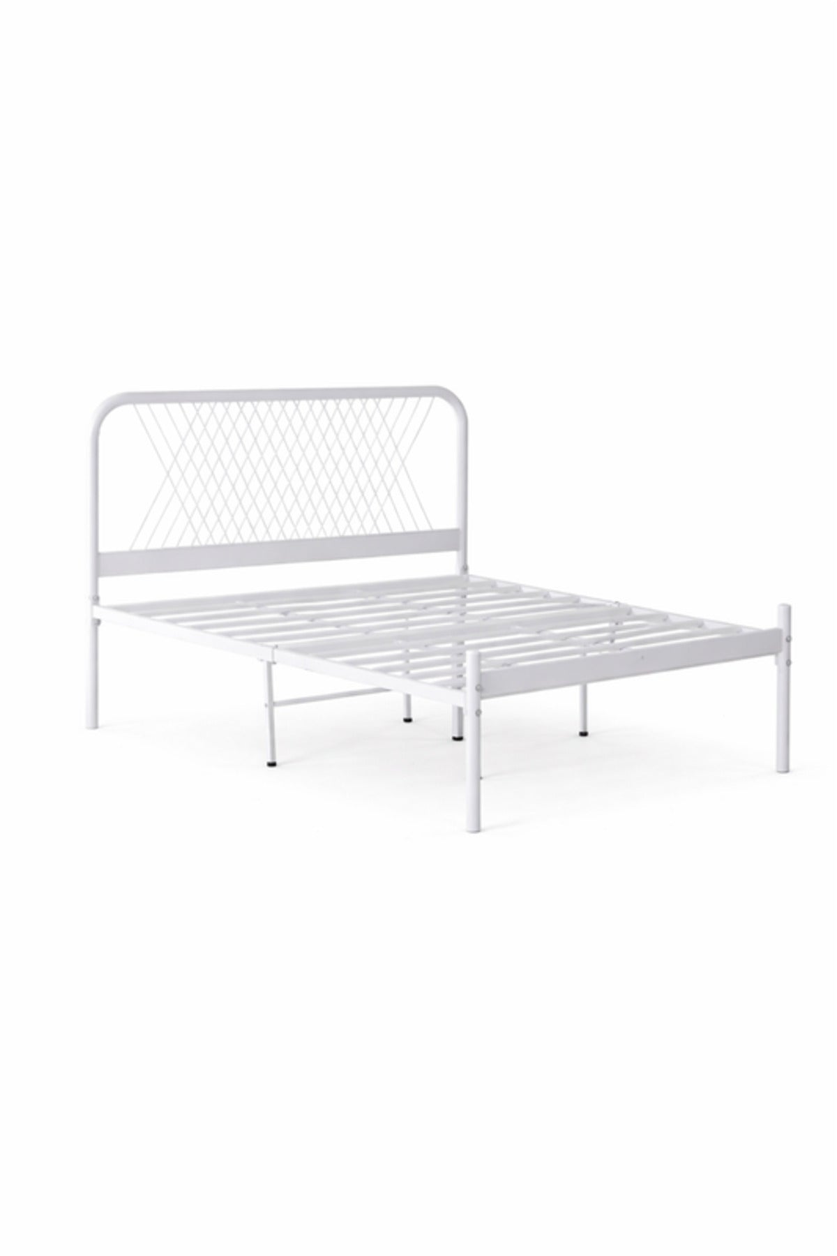 White Metal Bed Frame with Cross Pattern Headboard white metal bed / Base