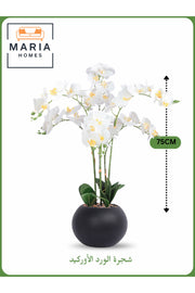 Artificial Orchid Flower Tree 75 cm Ð Elegant Indoor Decor with Black Pot