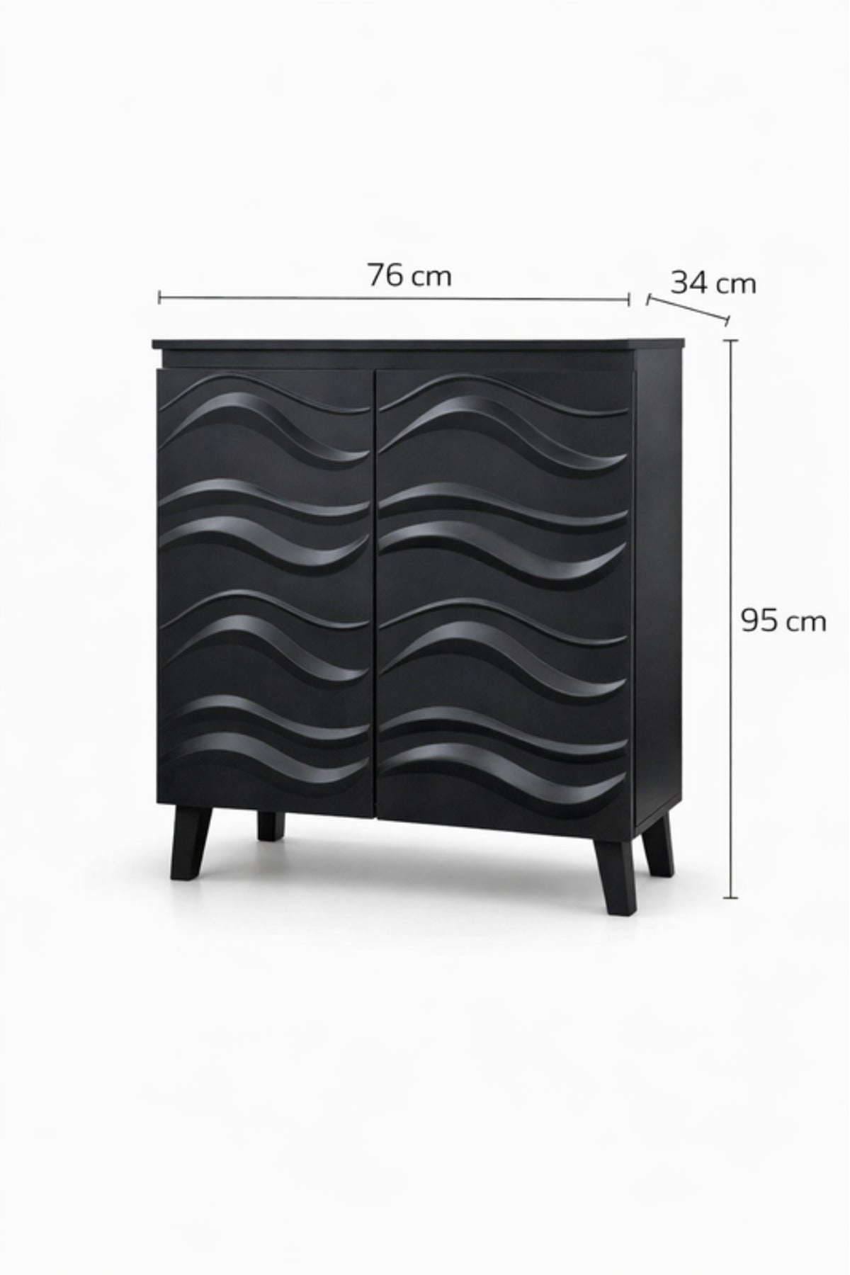 Black Shoe Storage Cabinet with Double Doors 76_34_95 cm Modern Organizer black shoe