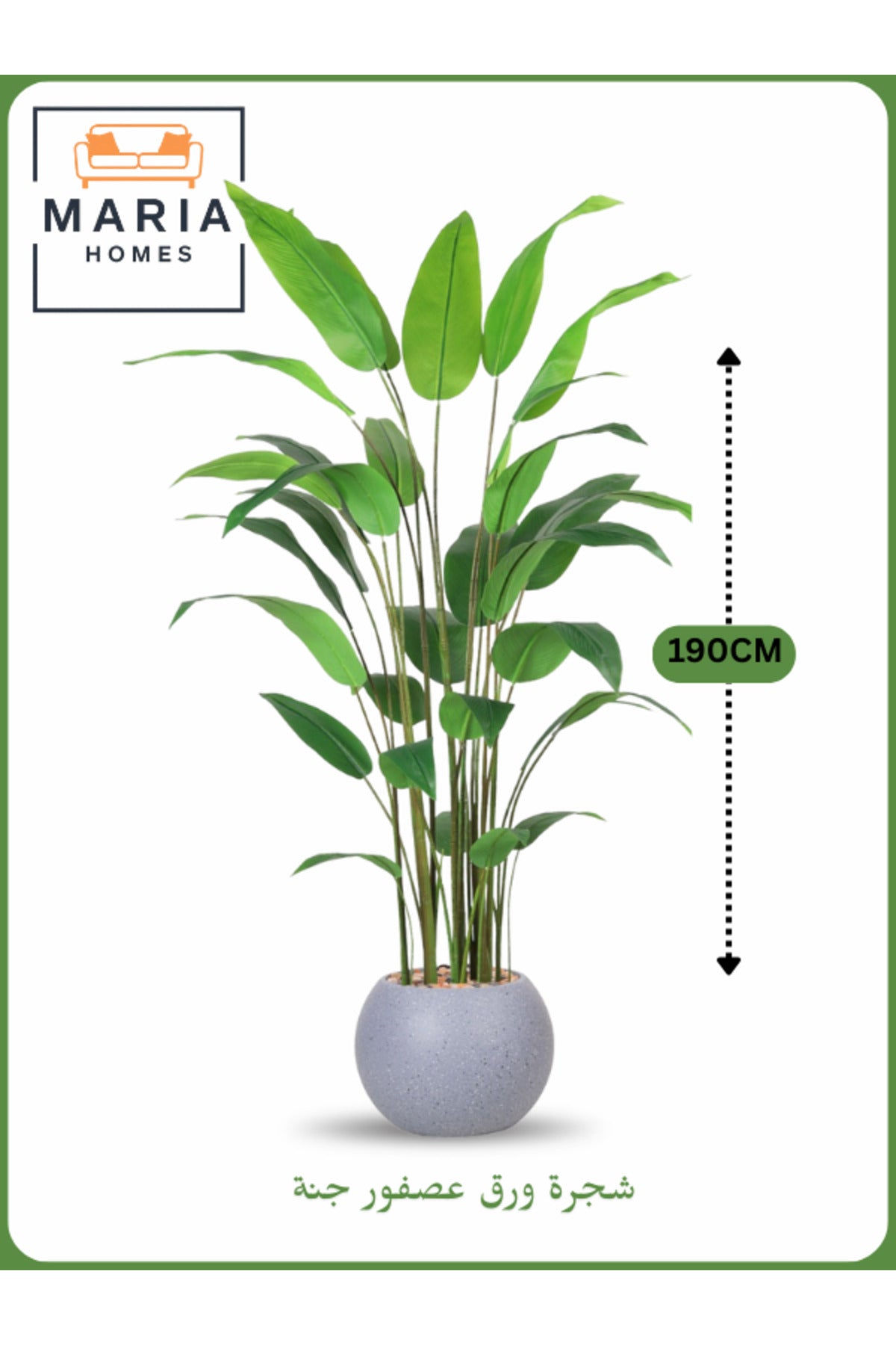 Artificial Bird of Paradise Tree 190 cm Ð Tall Indoor Plant with GRAY Pot