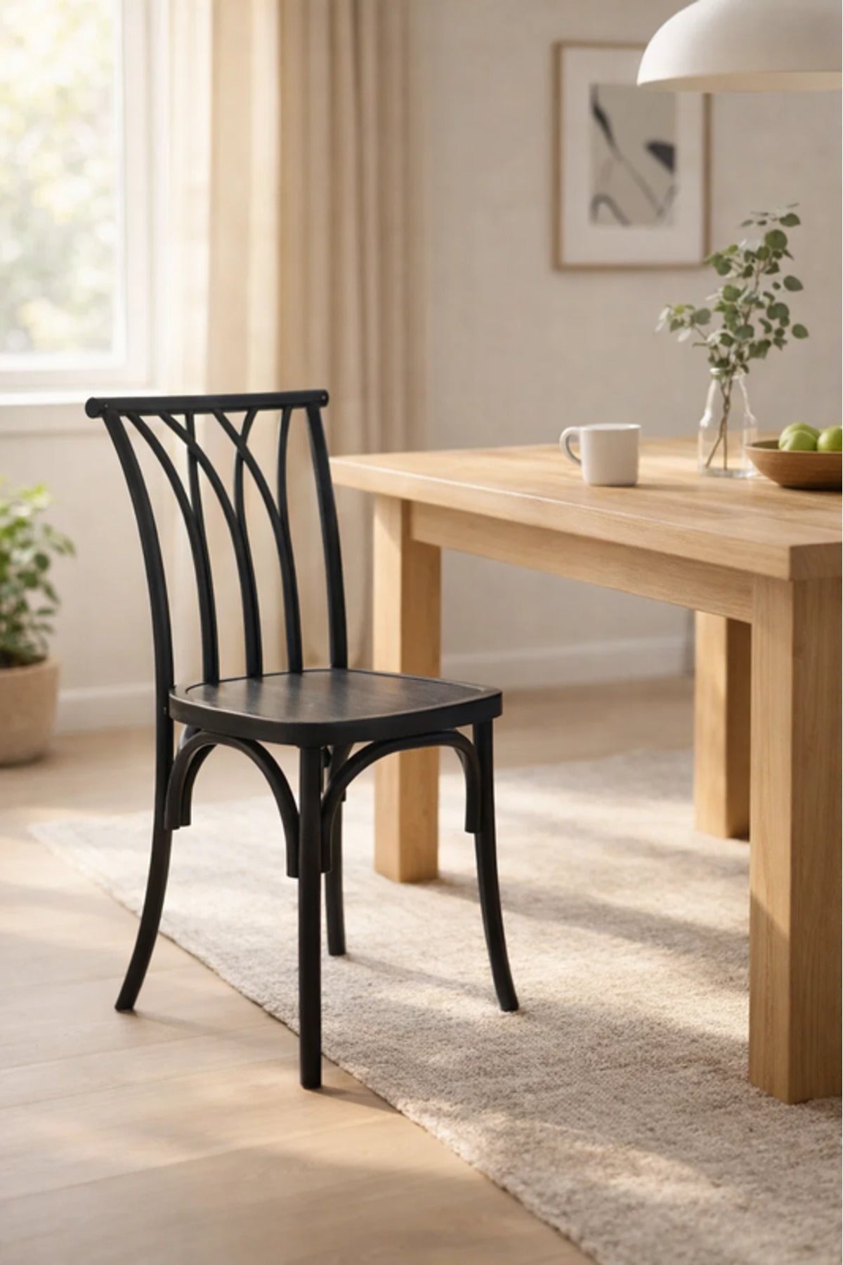 Black Wooden Dining Chair 42x45x88cm Caf≈Ω Restaurant black wooden dining Kitchen
