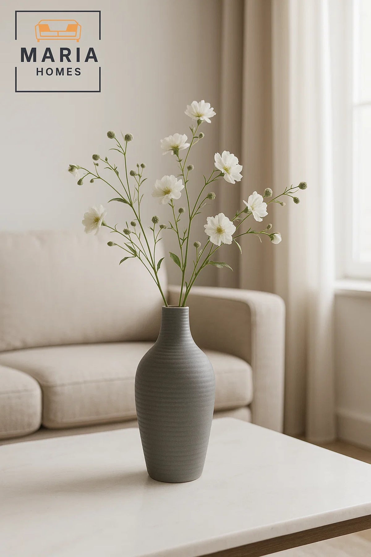 Modern Grey Decorative Vase √ê Ceramic Table Vase for Home and Office Decor
