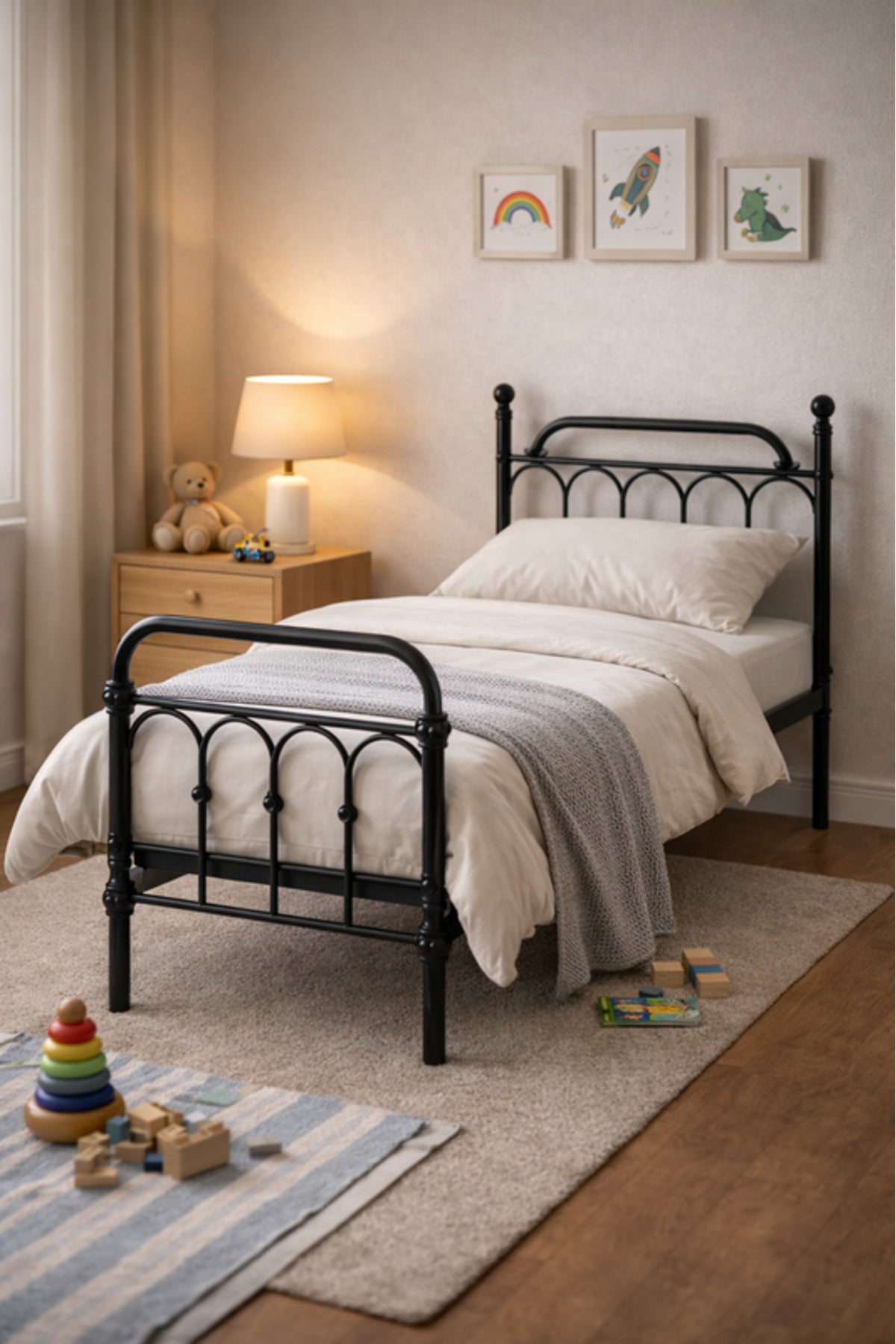 Black Metal Kids Bed Frame black metal kids / Base Headboard