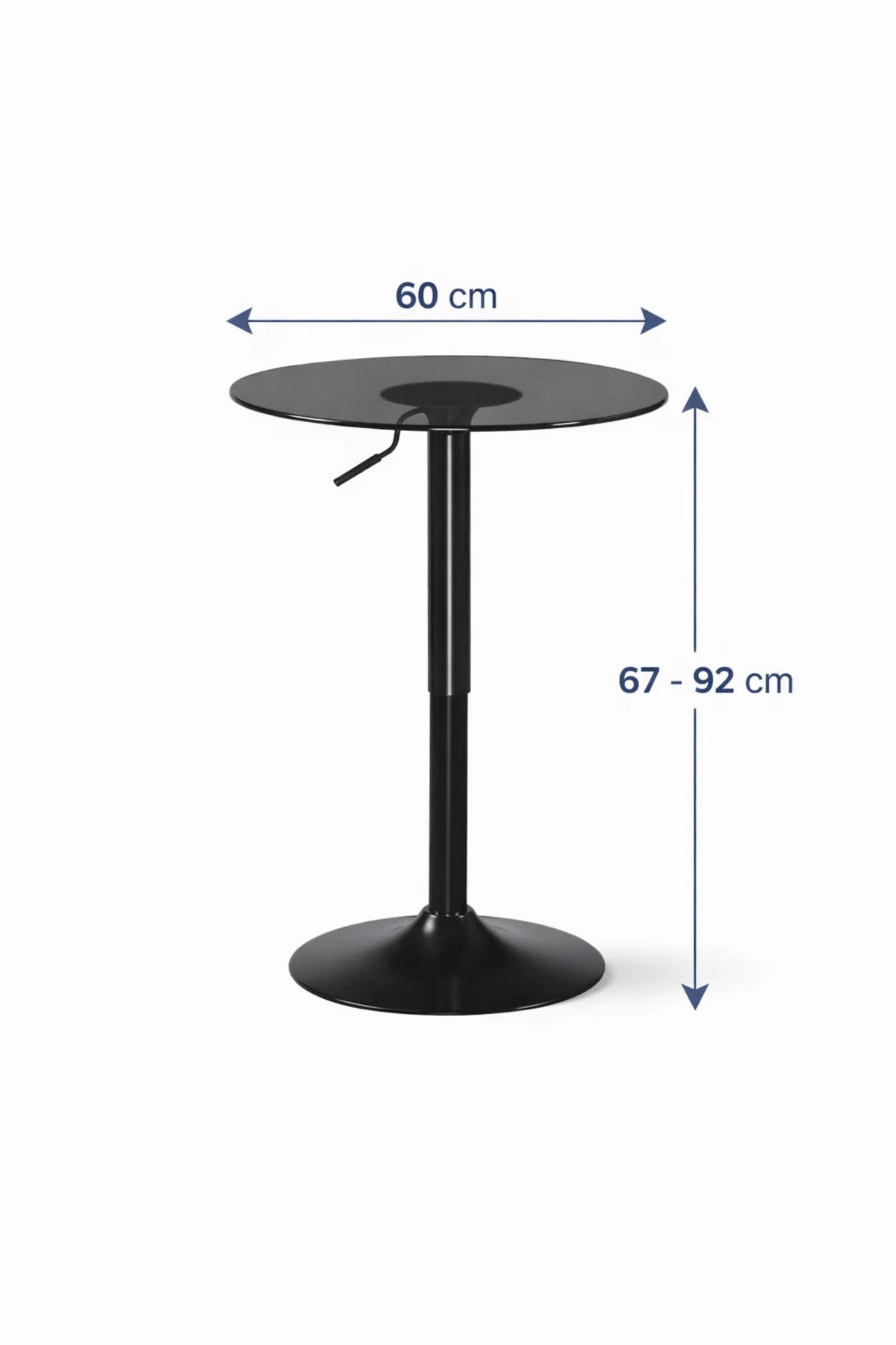 Black Adjustable Glass Caf≈Ω Table 60x60cm Height 67√ê92cm black adjustable glass Dinner