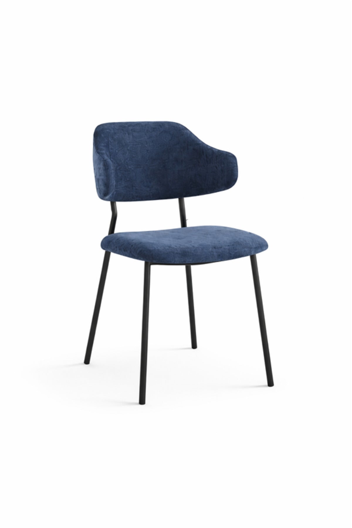 Blue Upholstered Dining Chair with Metal Legs 82cm Height Modern blue upholstered